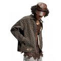 Men's Euro-American Streetwear Leopard Print Denim Jacket