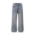 Euro-American High-Street Washed Baggy Wide-Leg Jeans with Pearl & Full Diamond Embellishment & Stacked Silhouette
