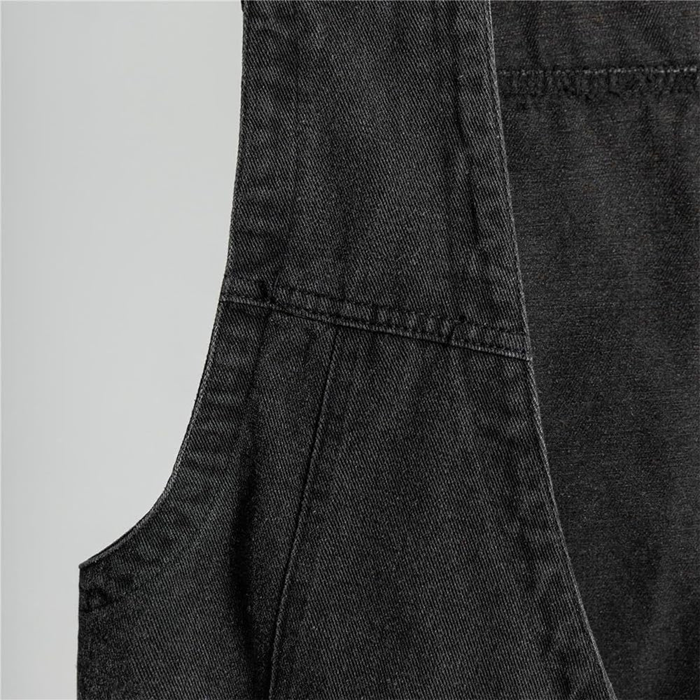 Men's Sleeveless Denim Vest - Collarless Casual Classic Button Closure Fashion Style