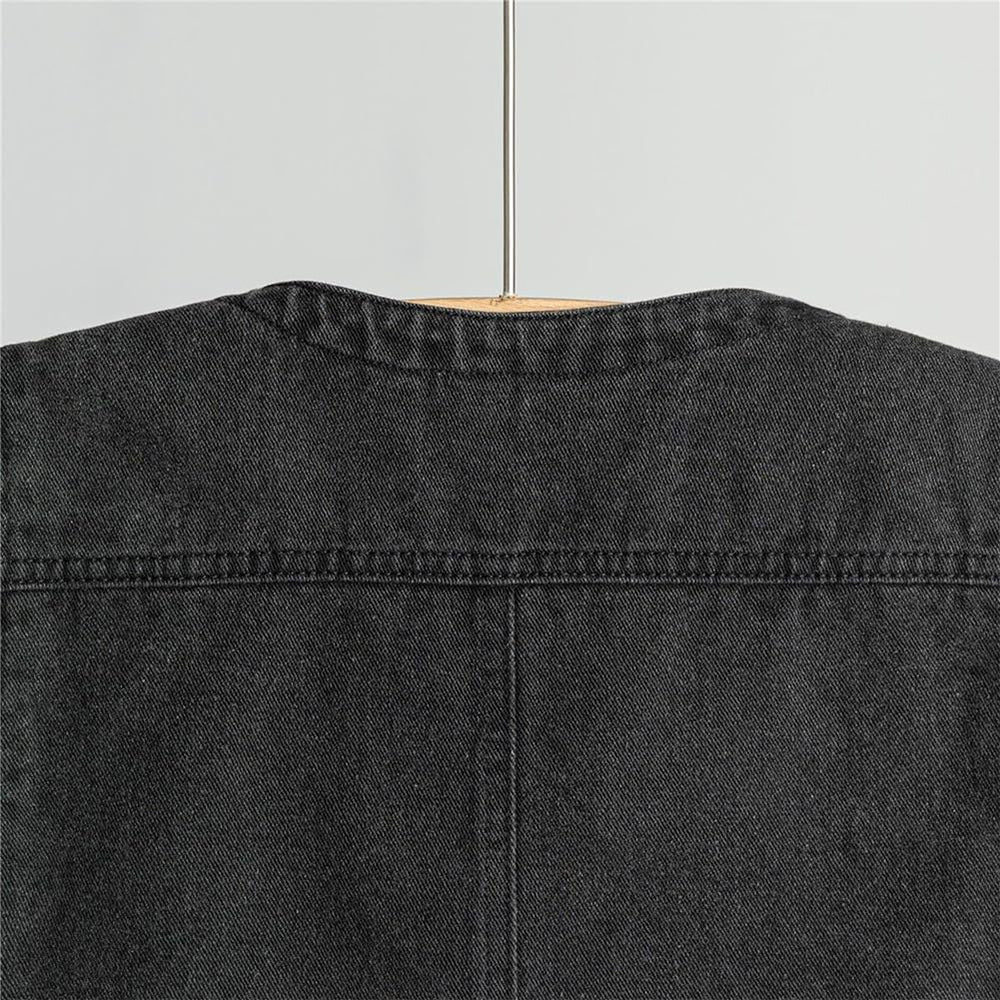 Men's Sleeveless Denim Vest - Collarless Casual Classic Button Closure Fashion Style