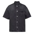 Men's Faded Black Boxy Fit Short-Sleeve Denim Shirt - Button Front Style