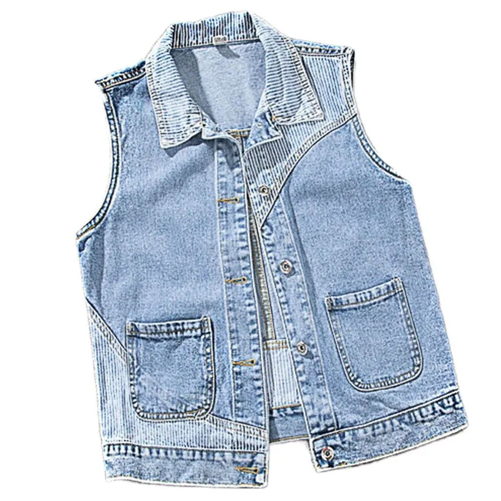 Men's New Fashion Top-Trend Denim Vest - Breathable High-Quality Low-Price 100% Cotton Style
