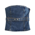 Women's Summer New Arrival – Stylish Slim-Fit Waist-Cinched Denim Crop Vest