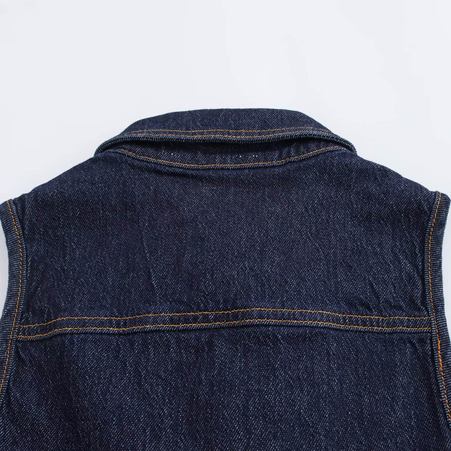 Women's Vintage Single-Row Button Denim Vest – Collared, Summer Casual Style