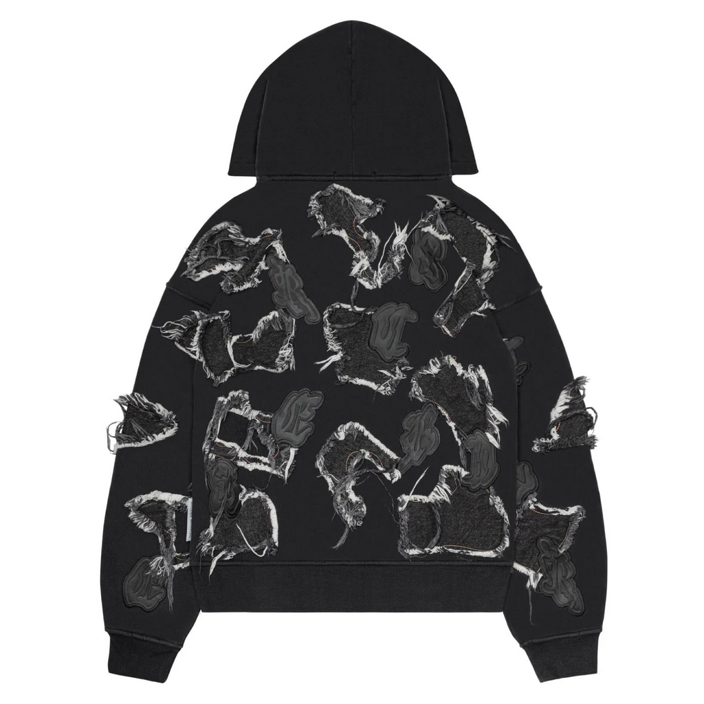 Men's New Fashion Denim Hoodie - Washed Vintage Hip-Hop Streetwear with Patch Embroidery