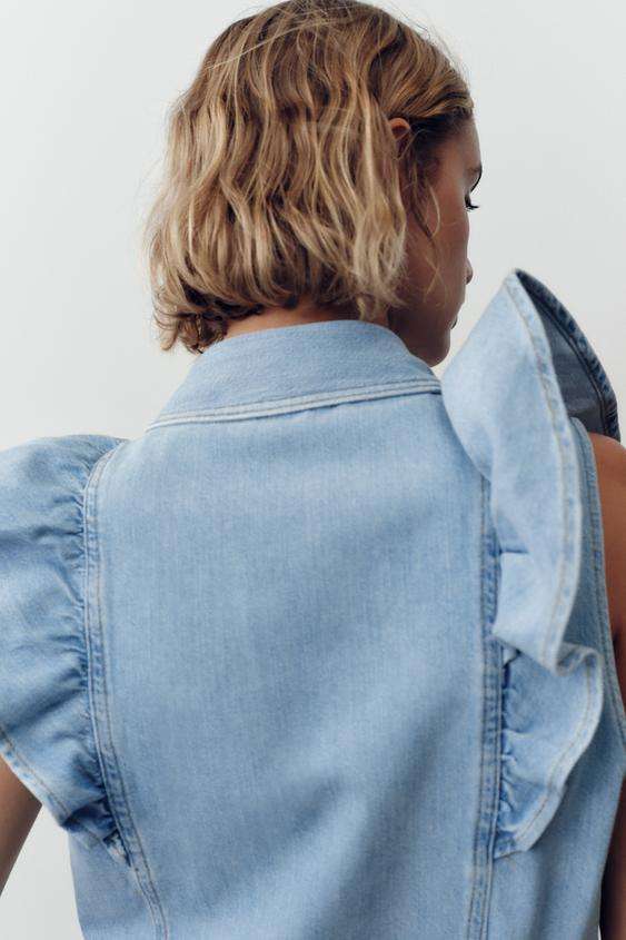 Women's Stylish Layered Denim Vest – Vintage Sleeveless Collared, Casual Elegant & Feminine Chic Vest