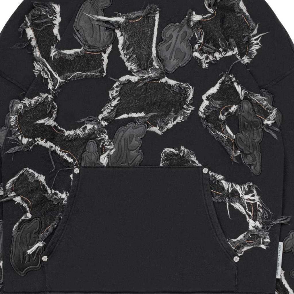 Men's New Fashion Denim Hoodie - Washed Vintage Hip-Hop Streetwear with Patch Embroidery