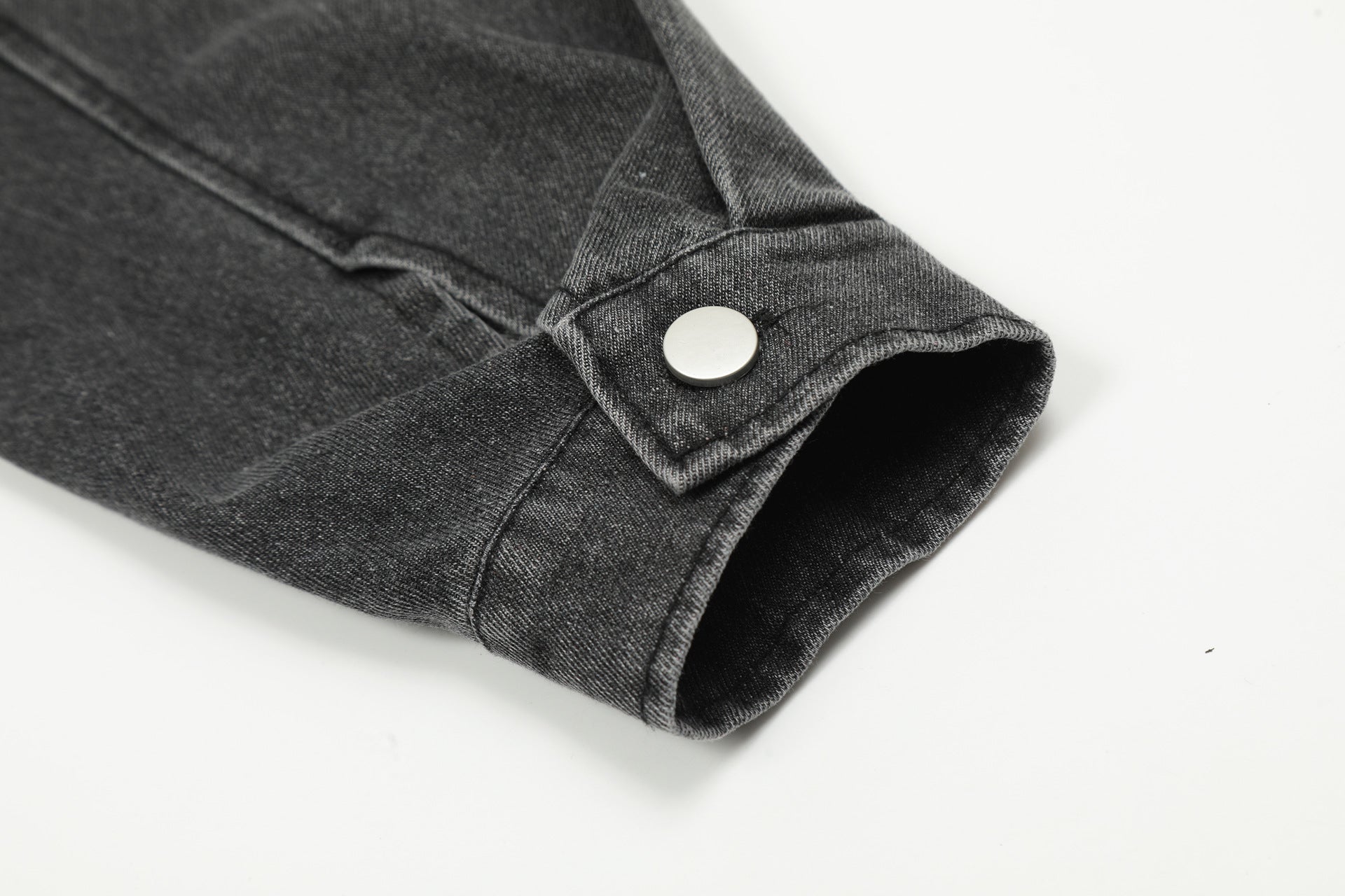 Men's Vintage Washed Denim Hoodie with Pocket Eyelets and Drawstring Design