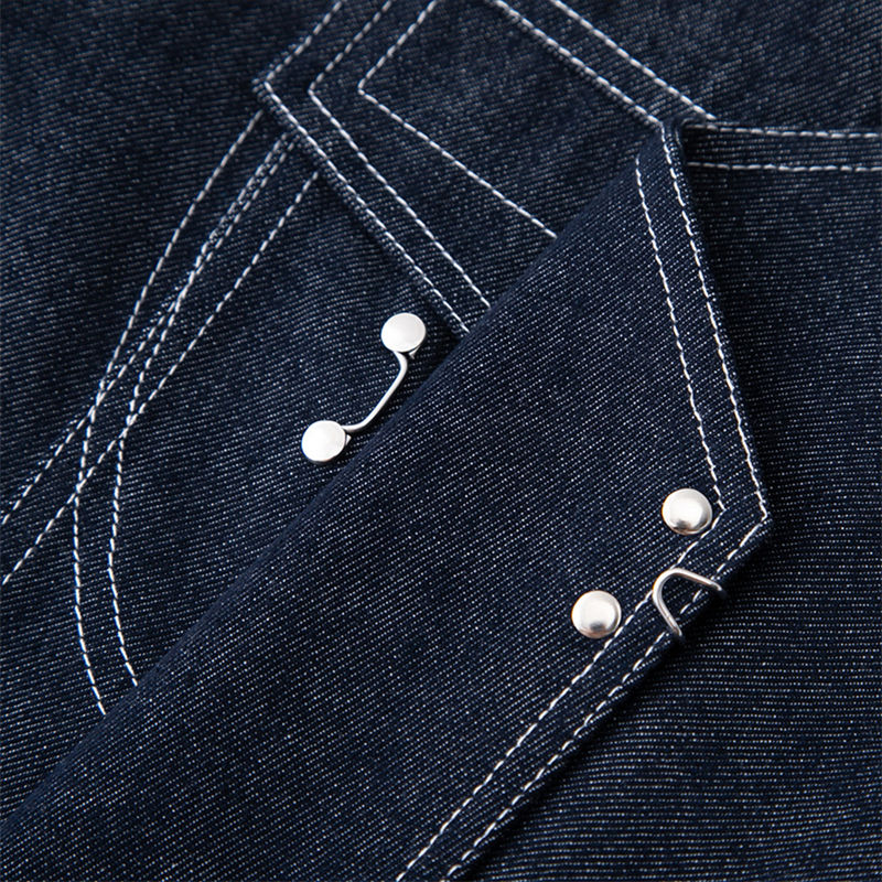 Men's New Trendy Colorful Denim Shirt - Classic Casual Style with Asymmetrical Placket & Irregular Angled Front