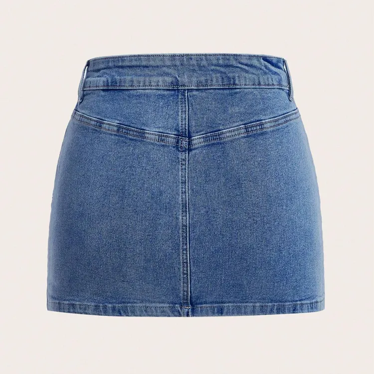 Women's Summer Fashion Washed Colored High-Waisted Denim Mini Skirt
