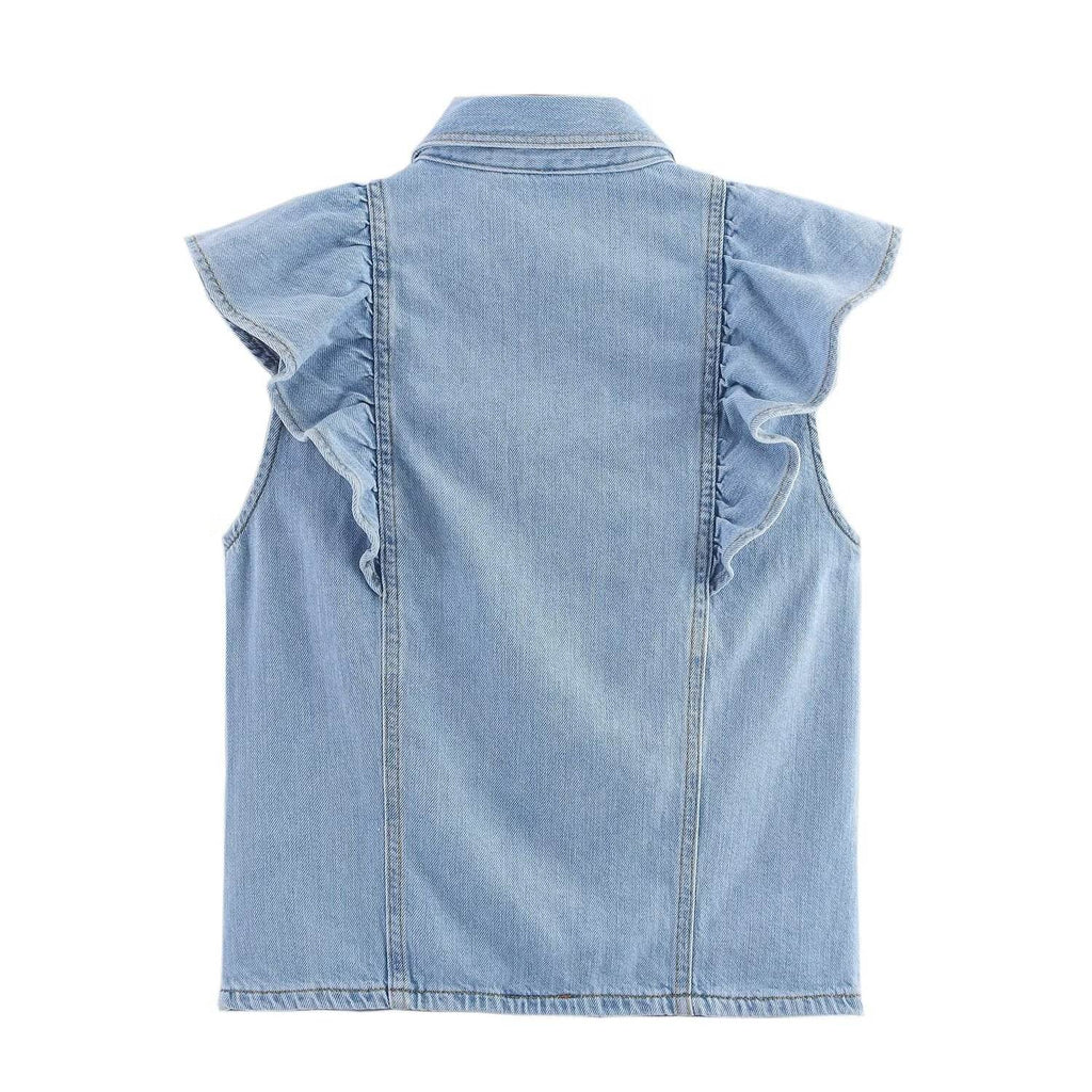 Women's Stylish Layered Denim Vest – Vintage Sleeveless Collared, Casual Elegant & Feminine Chic Vest