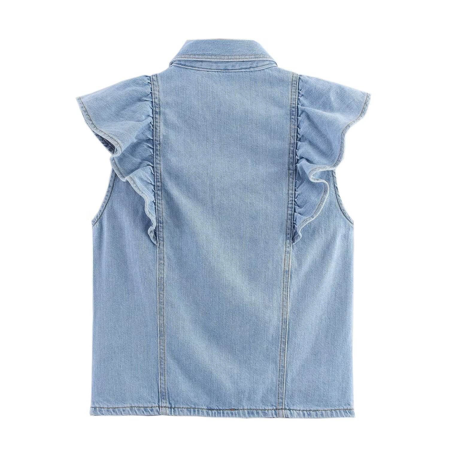 Women's Stylish Layered Denim Vest – Vintage Sleeveless Collared, Casual Elegant & Feminine Chic Vest