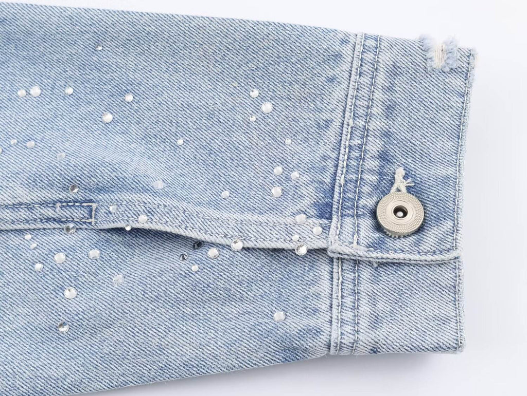 Women's New Autumn Fashion Versatile Collared Long-Sleeve Cropped Denim Jacket