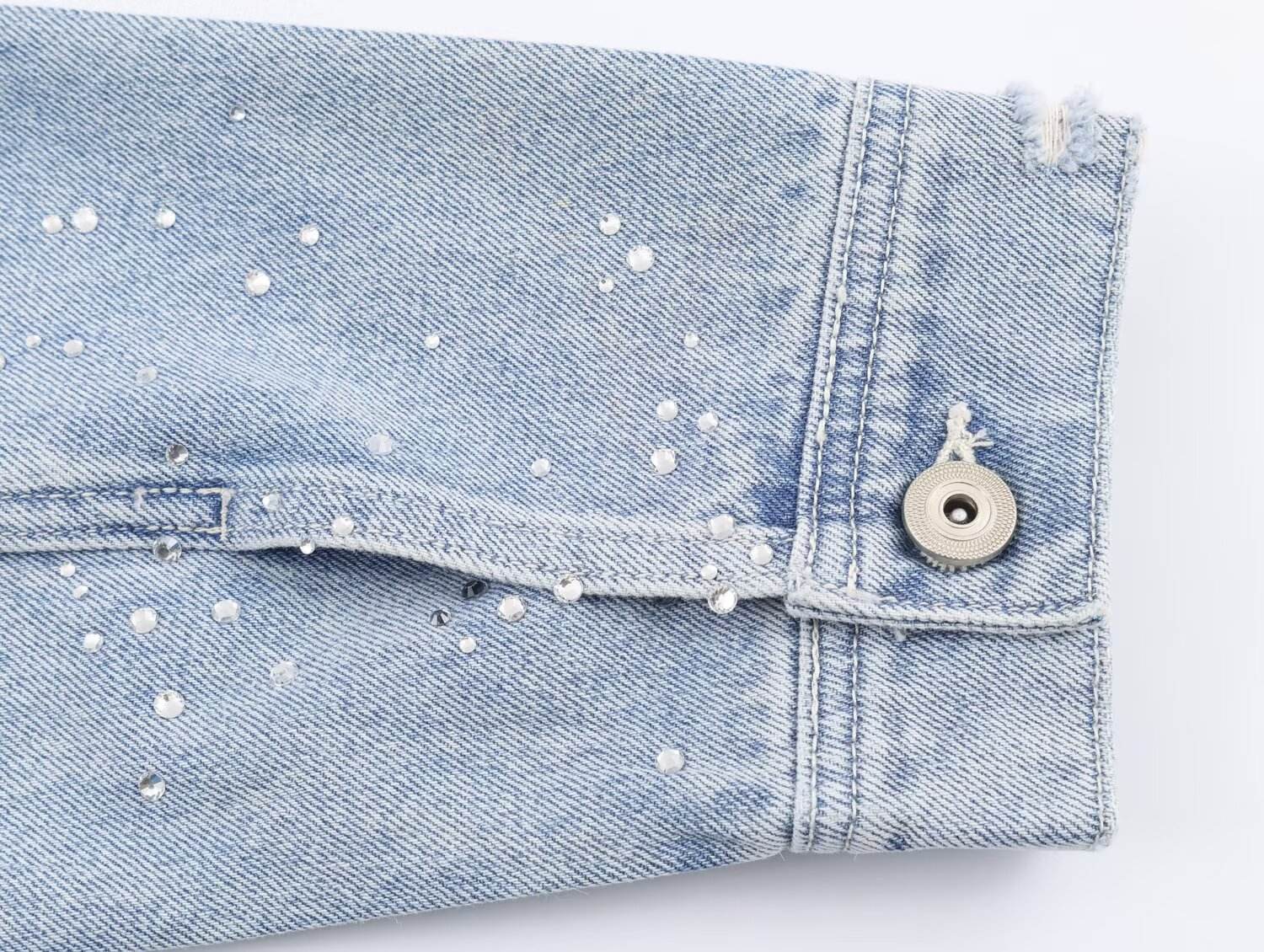 Women's New Autumn Fashion Versatile Collared Long-Sleeve Cropped Denim Jacket