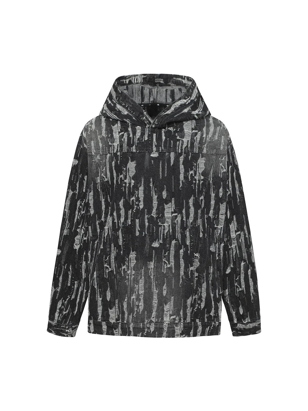 100% Cotton Denim Acid-Wash Hoodie - Heavy Vintage Pullover Style