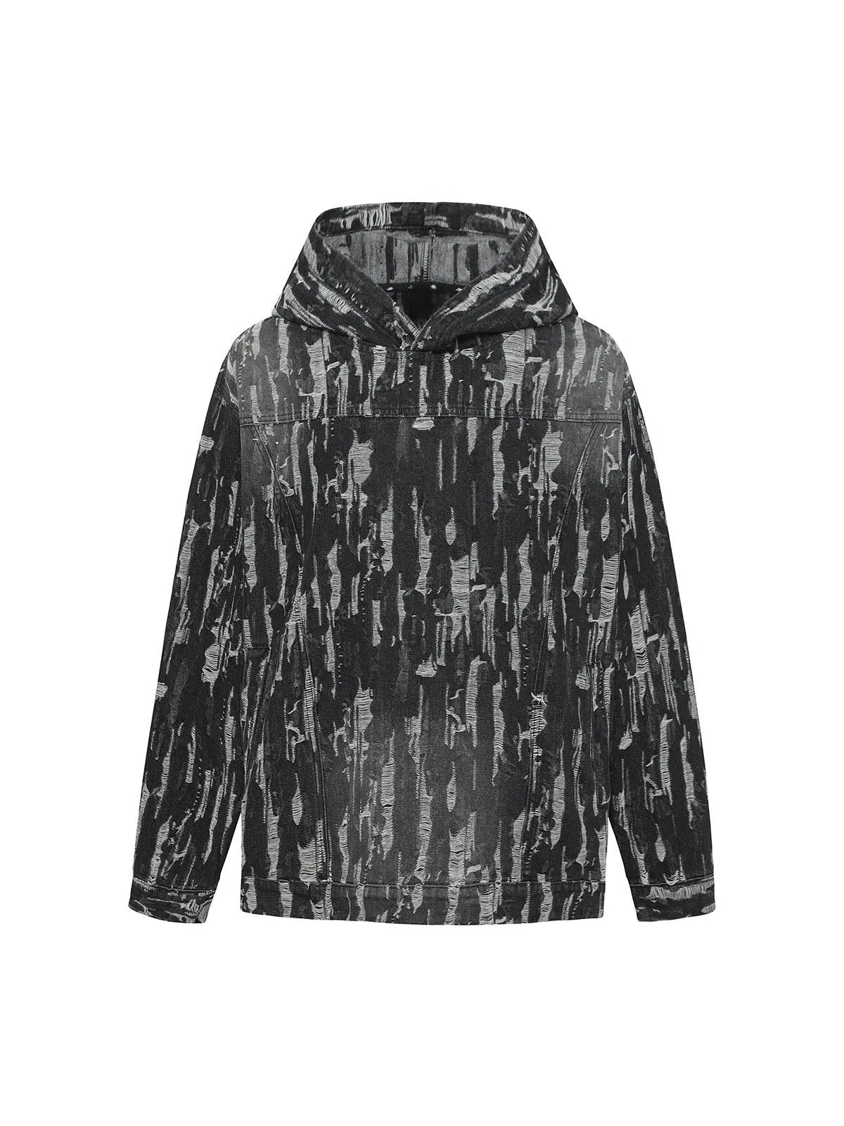 100% Cotton Denim Acid-Wash Hoodie - Heavy Vintage Pullover Style