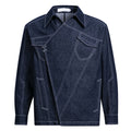 Men's New Trendy Colorful Denim Shirt - Classic Casual Style with Asymmetrical Placket & Irregular Angled Front
