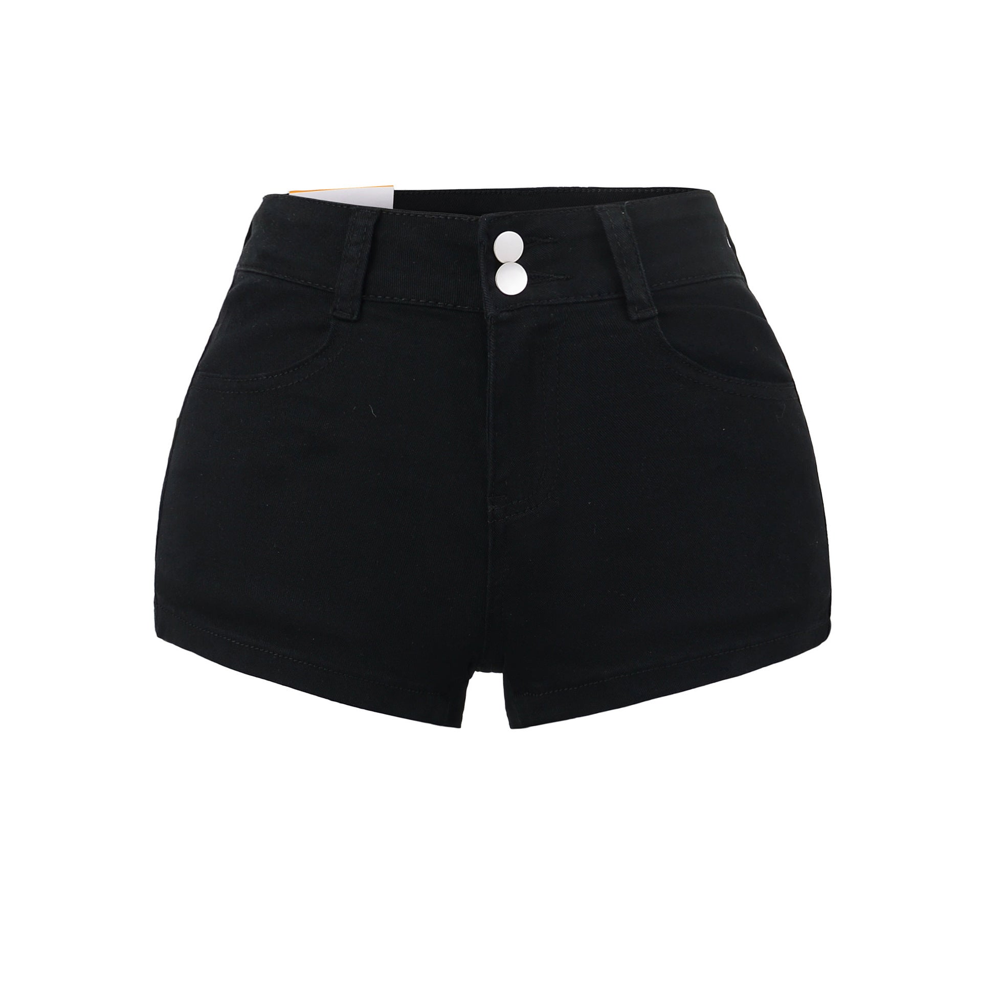 Women's High-Waisted Butt-Lifting Padded Stretch Slim-Fit Two-Button Bodycon Denim Shorts