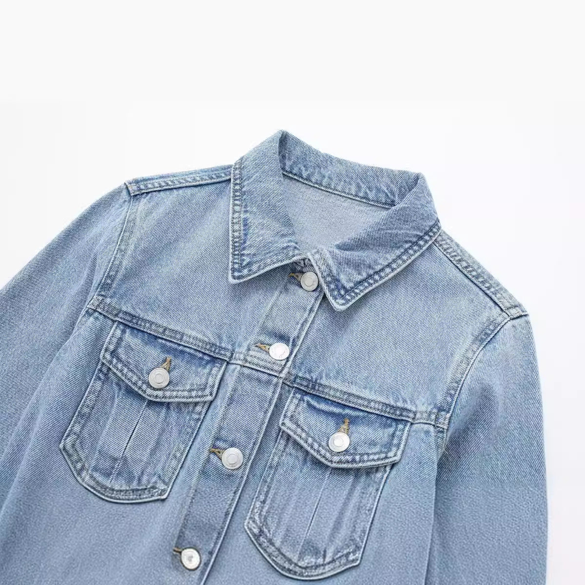 Commuting casual lapel long sleeve tie duster pocket embellished denim dress