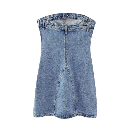 European and American style strapless denim dress